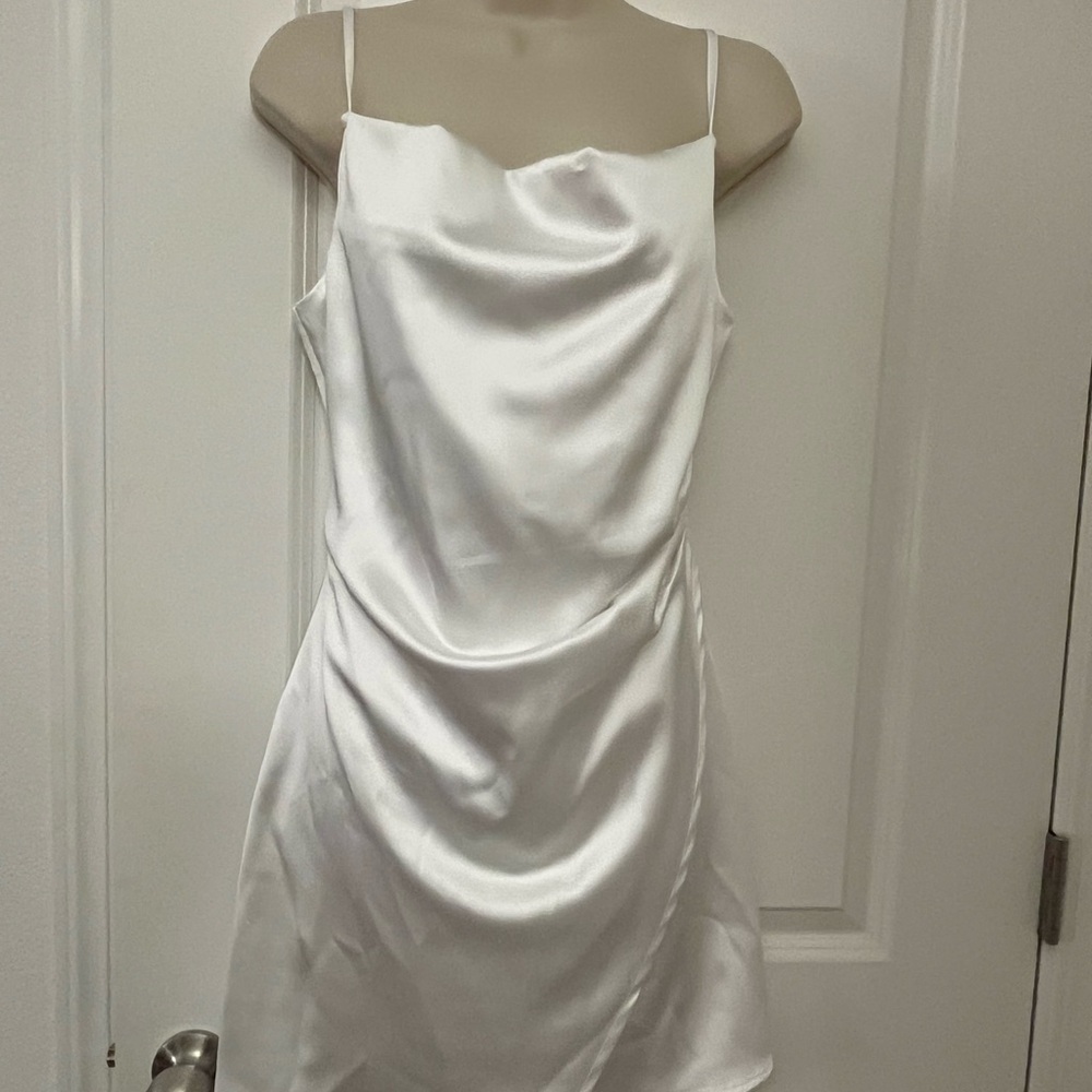 Elegant White Satin Slip Dress